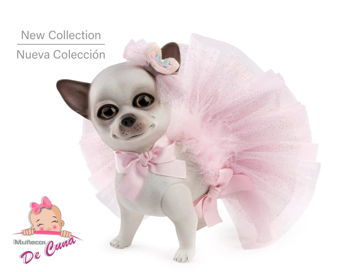 33cm Vinyl Chihuahua Doll with Pacifier & Nappy