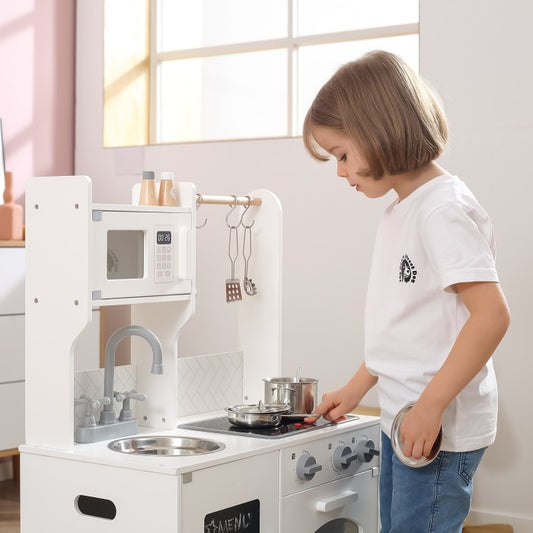 The Little Chef's White Wooden Kitchen – With Light & Sound for Realistic Play