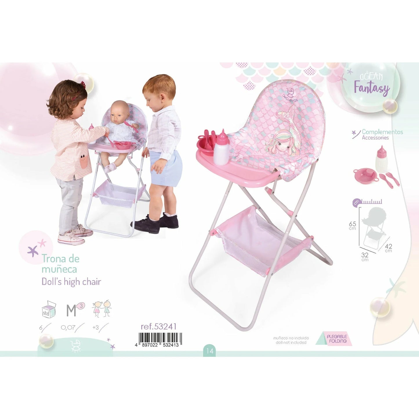 Folding Doll High Chair – Mermaid Collection by DeCuevas