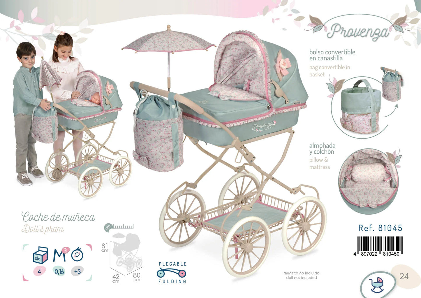 Luxury Reborn Doll Pram with Parasol – Provenza Collection by DeCuevas