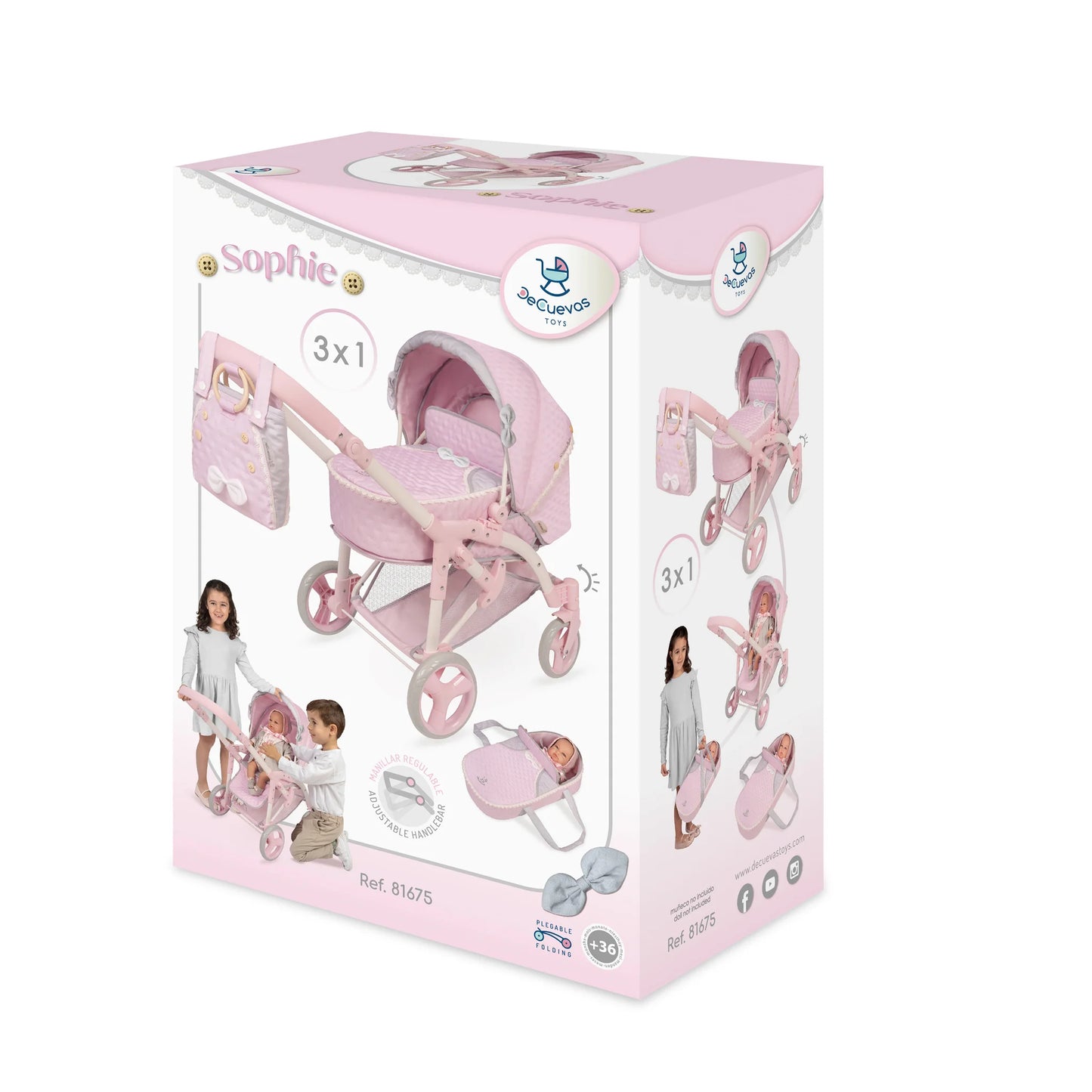 3-in-1 Convertible Doll Pram – Sophie Collection by DeCuevas