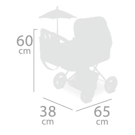 Luxury Folding Doll Pram with Parasol – Classic Navy by DeCuevas