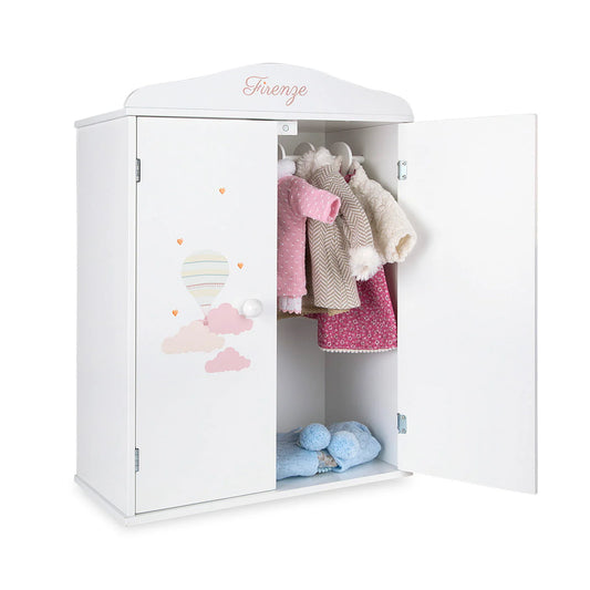 Wooden Doll Wardrobe with Hangers – Firenze Collection by DeCuevas
