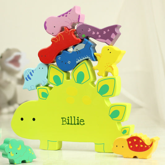 Personalised Wooden Dinosaur Stacker – Name Only