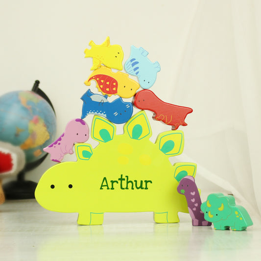 Personalised Wooden Dinosaur Stacker – Name Only