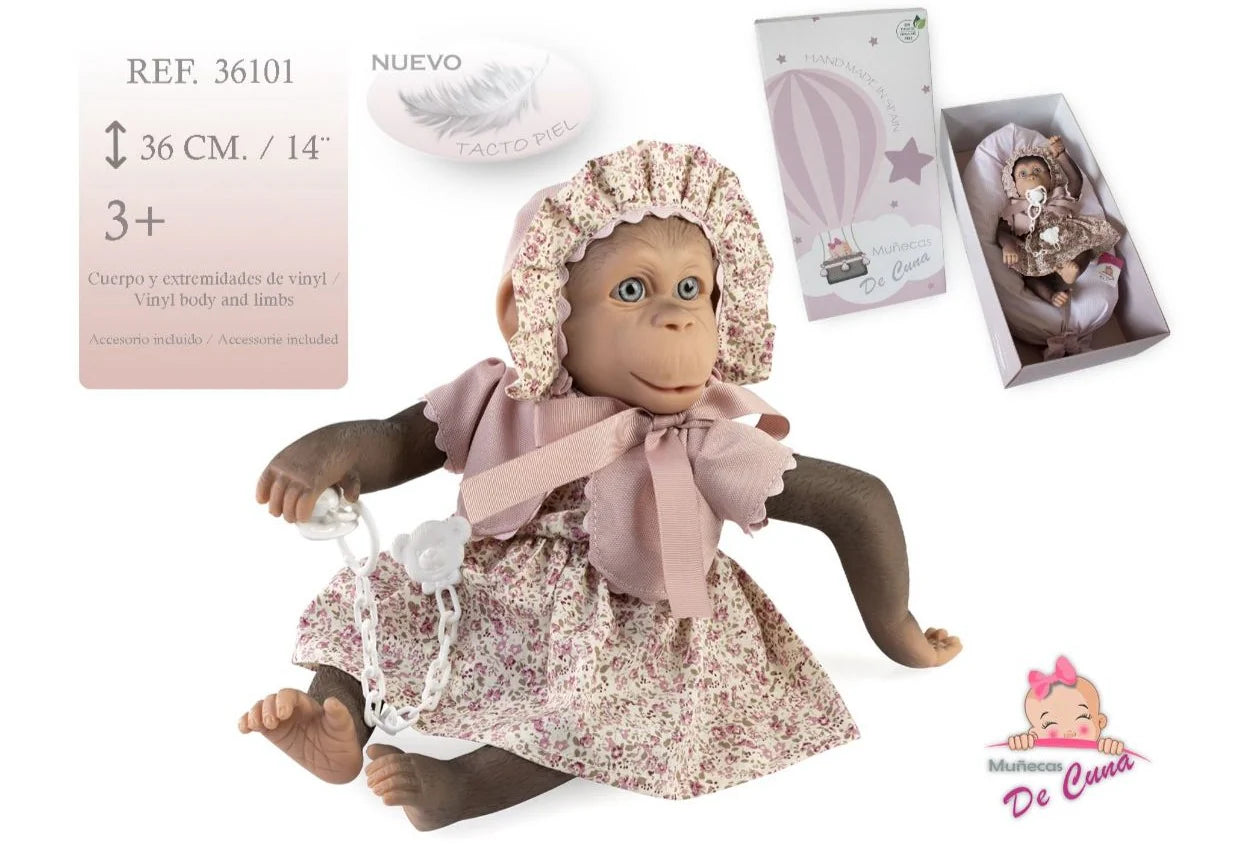 36cm Lola Silicone Monkey Doll in Spanish Style Dress