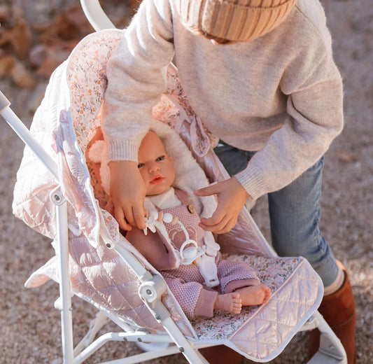 XL Fantasy Dolls Stroller – Pink Quilted Pushchair