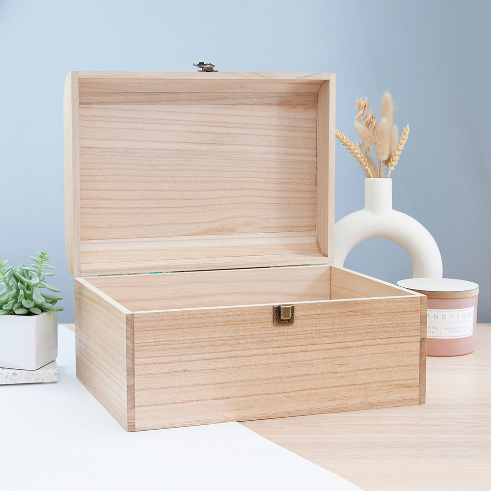 Personalised New Baby Keepsake Wooden Chest – Pram Design (2 Sizes)